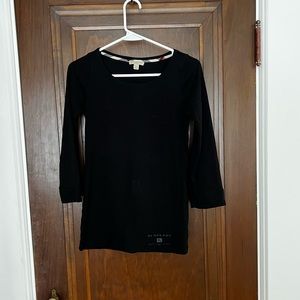 Burberry Brit, cotton 3/4 length t shirt, plaid detail at cuff and neck, size M
